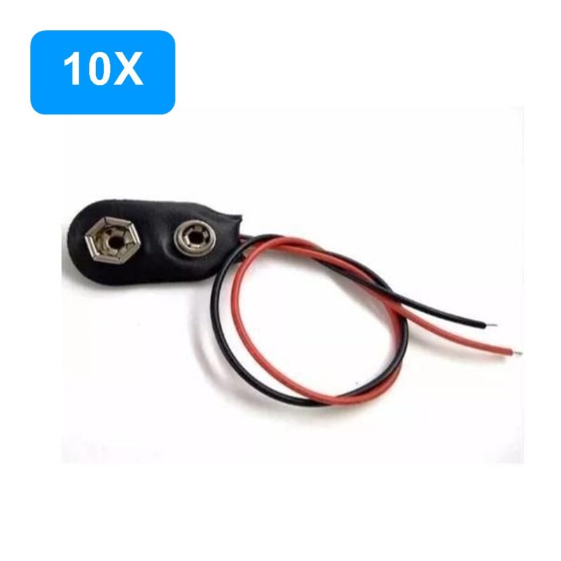 10 x Clip Cabo para Bateria 9v