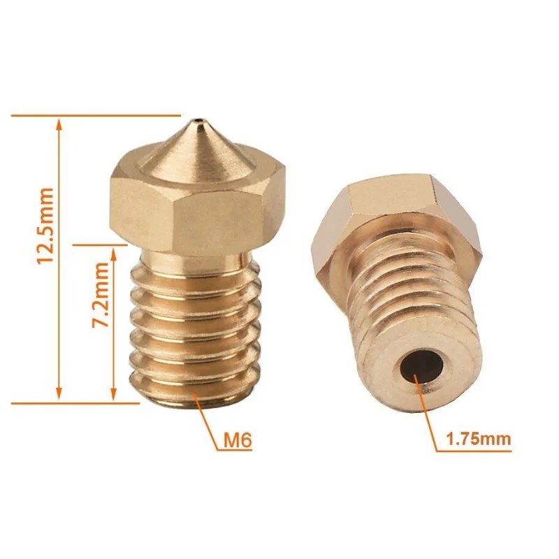 Bico Nozzle MK8 Latão 0,6mm para Filamento 1,75mm - Imagem 2